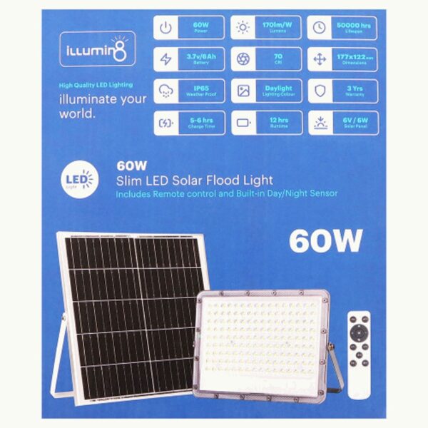 60W Solar LED Flood Light with Remote and Sensor