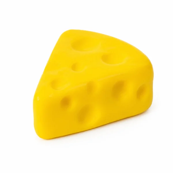 Yellow Cheese Squishy Toy shaped like a cheese wedge with moulded holes