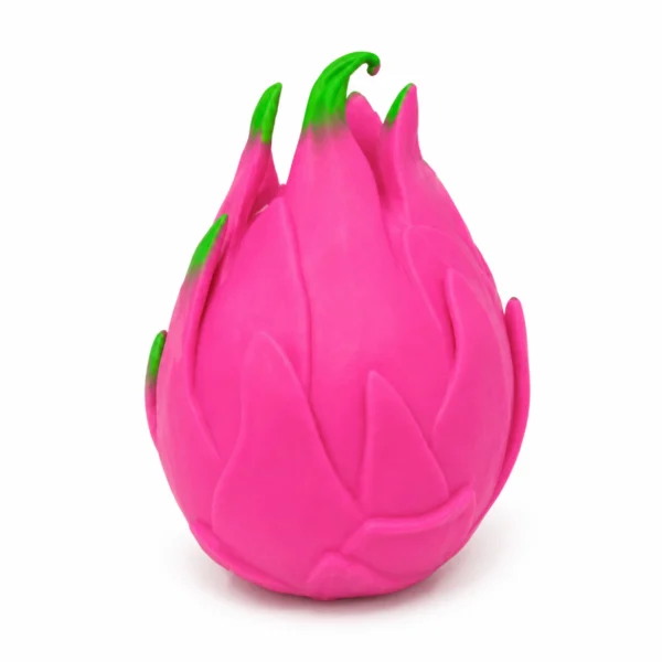 Pink Dragon Fruit Squishy Toy with green leaf-like tips