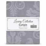 Luxury Collection Damask Grey Curtain – 230 × 218cm Taped Lined Curtain