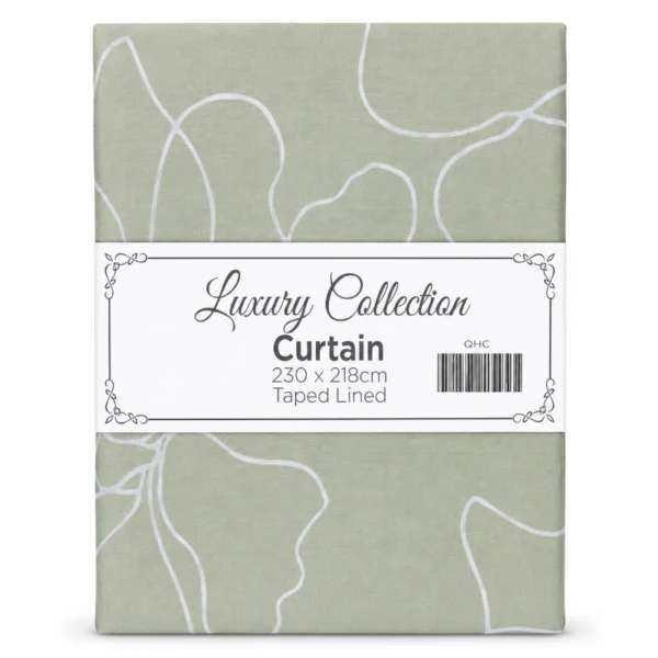 Luxury Collection Flower Sage Curtain – 230 × 218cm Taped Lined Curtain