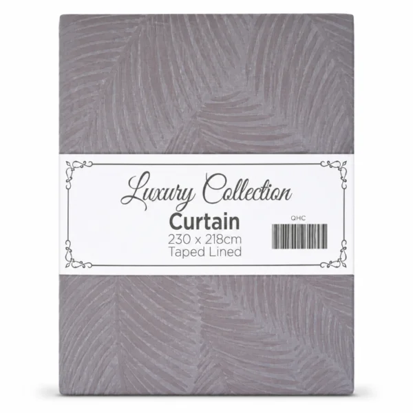Luxury Collection Leaf Grey Curtain – 230 × 218cm Taped Lined Curtain