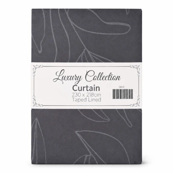 Luxury Collection Petal Charcoal Curtain – 230 × 218cm Taped Lined Curtain