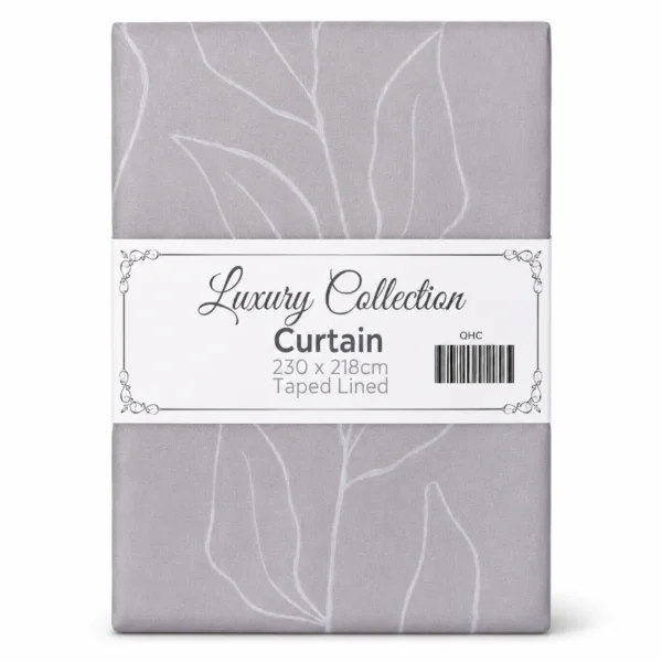 Luxury Collection Petal Grey Curtain – 230 × 218cm Taped Lined Curtain