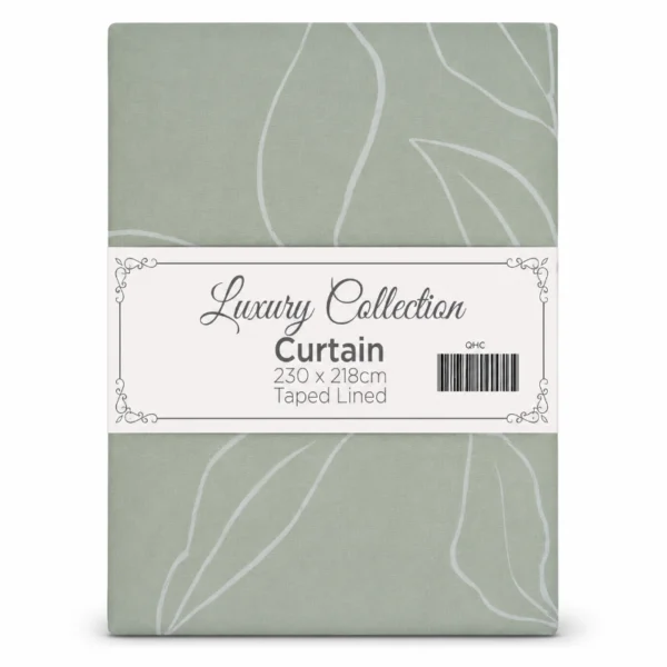 Luxury Collection Petal Sage Curtain – 230 × 218cm Taped Lined Curtain