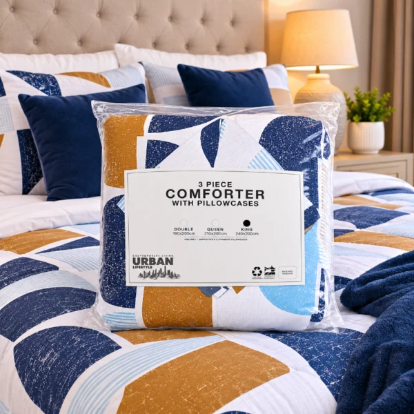 Urban Lifestyle King Comforter Set – Urban Lifestyle Abstract Geometric King Comforter Set – 3 Piece
