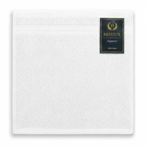 Bristol Superior Face Cloth White 30x30cm – 100% cotton white face cloth from the Bristol Superior towel collection