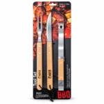 Fun Cooking 3 Piece BBQ Tool Set in retail packaging with braai tongs, fork and knife