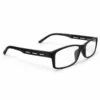 Black SOS Eyewear fashion reading glasses shown at an angled side view.